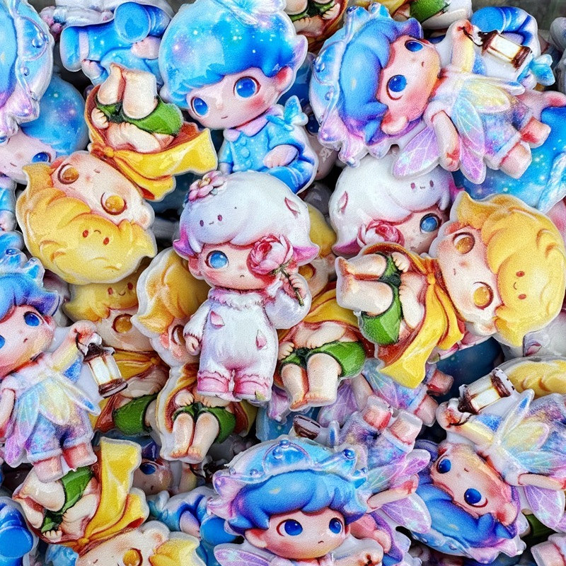 Fairy Tale Dimoo Double Sided Flat Through Hole Beads, DIY Beadable Pen Phone Lanyard Keychain Bag Charm Handmade Craft Supplies Wholesale