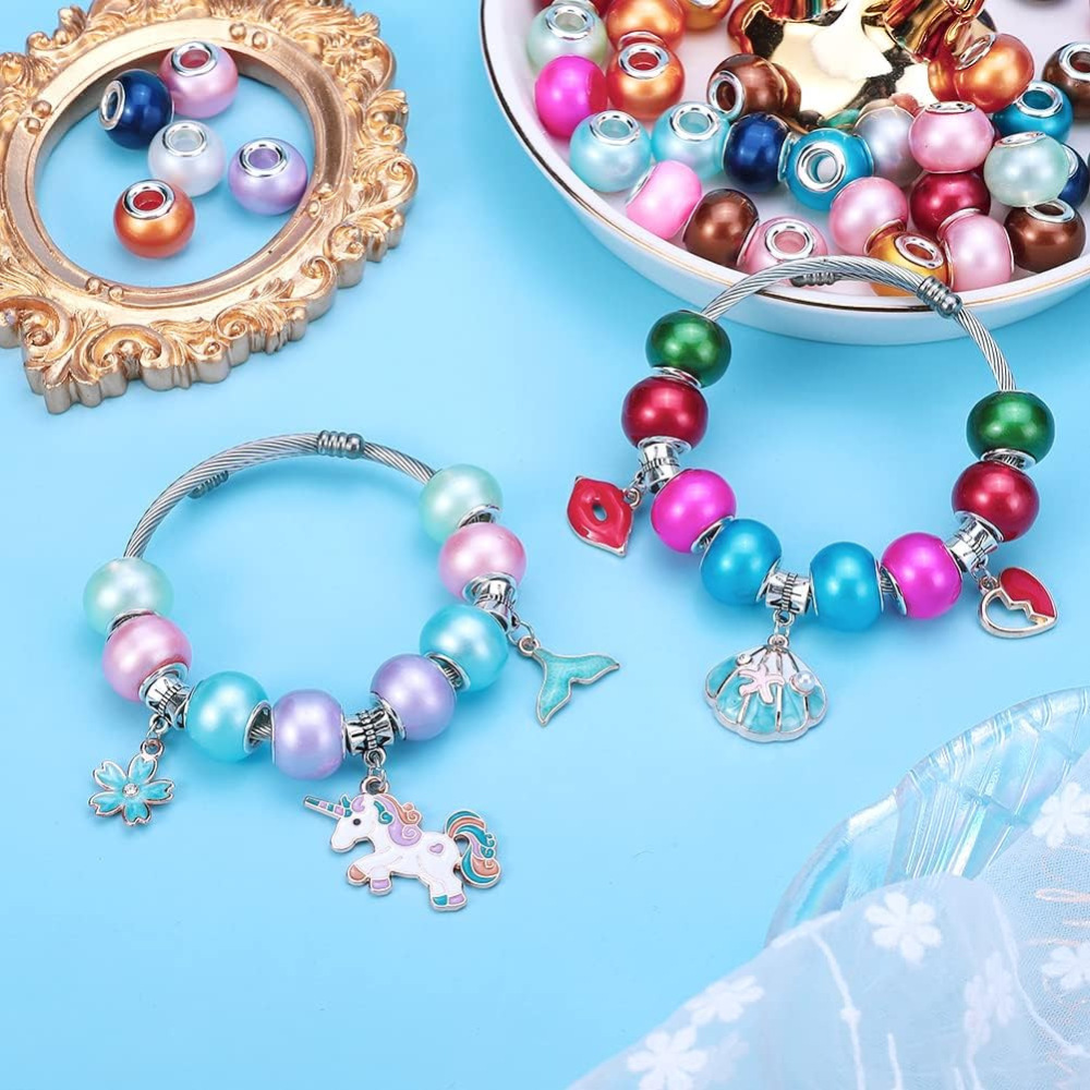 Colored ABS Imitation Pearl Large Hole Beads, Pandora Style Spacer Beads, DIY Bracelet Jewelry Making Loose Beads Accessories
