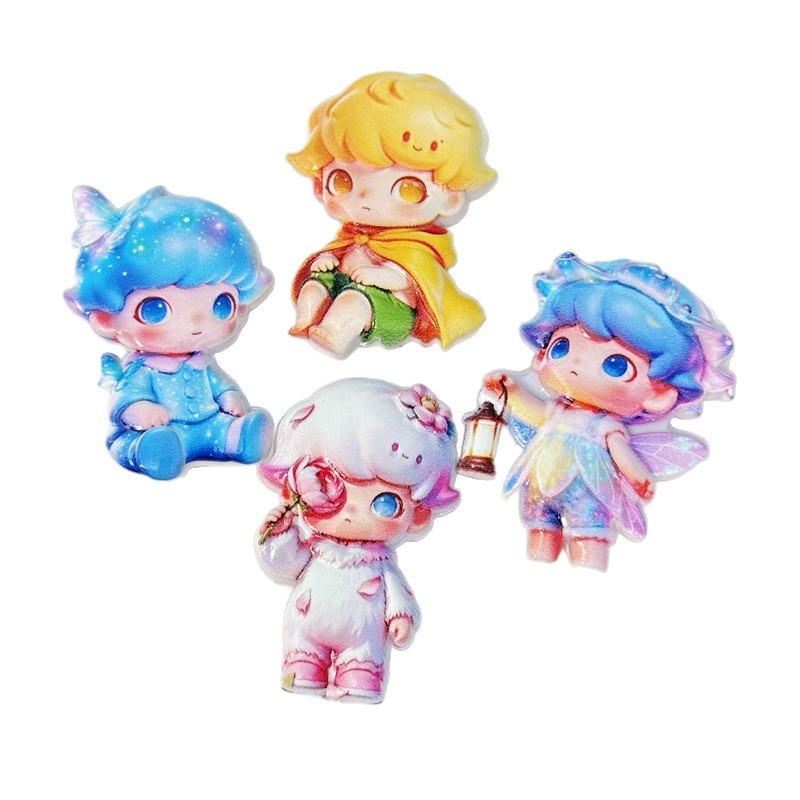 Fairy Tale Dimoo Double Sided Flat Through Hole Beads, DIY Beadable Pen Phone Lanyard Keychain Bag Charm Handmade Craft Supplies Wholesale