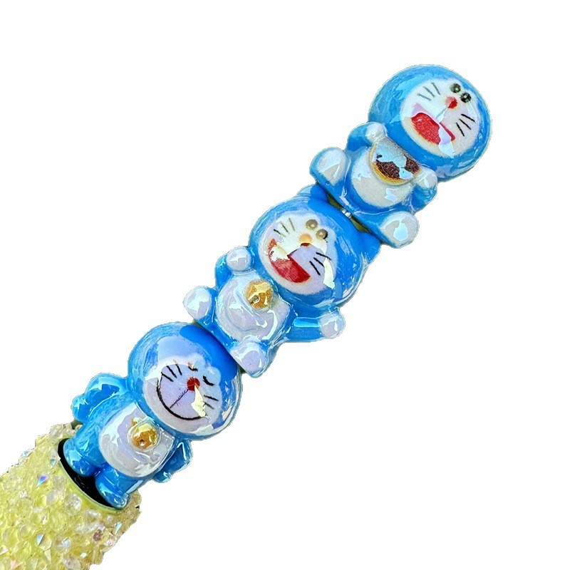 3D Cartoon Doraemon Resin Through Hole Beads, DIY Bracelet Keychain Bag Charm Handmade Jewelry Making Supplies Wholesale