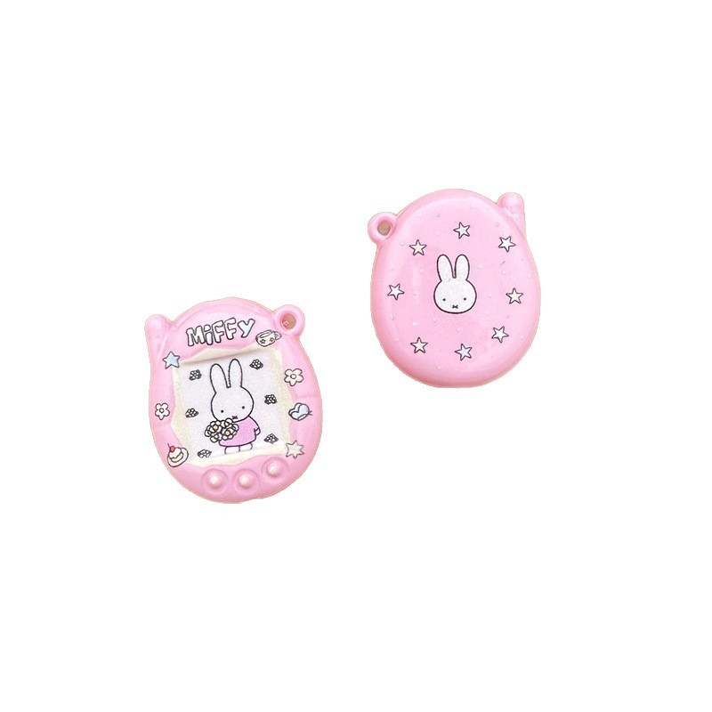 Small Painted Acrylic Miffy & Tamagotchi Game Console Beads, DIY Phone Charm Lanyard Jewelry Making Supplies Wholesale