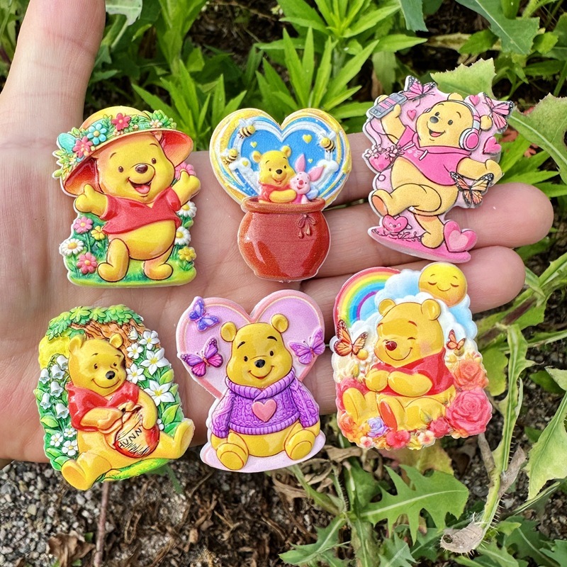Winnie the Pooh Double Sided Flat Through Hole Beads, DIY Beadable Pen Phone Lanyard Keychain Bag Charm Handmade Craft Supplies Wholesale