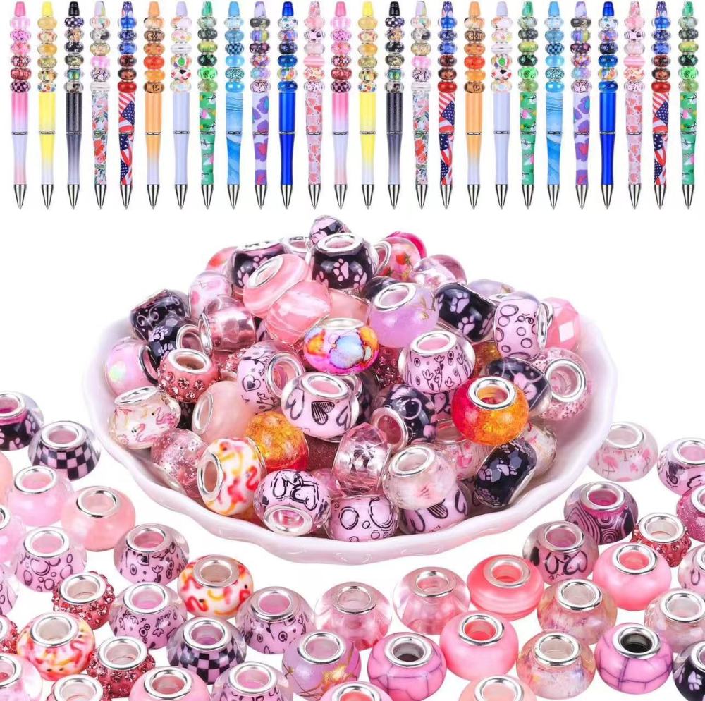 Mixed Color Large Hole Resin Beads Bulk, Popular DIY Bracelet Making Loose Beads Jewelry Accessories Wholesale