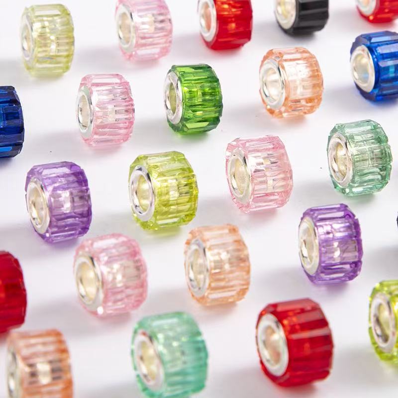 Vibrant High Transparent Cylindrical Large Hole Resin Beads, Round Spacer Beads for DIY Necklace Bracelet Jewelry Making