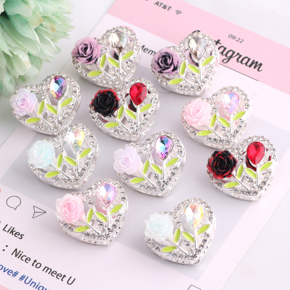 Double-sided Heavy-duty Alloy Heart Beads, INS Style Straight Hole Beads for DIY Phone Chain, Keychain & Bag Accessories
