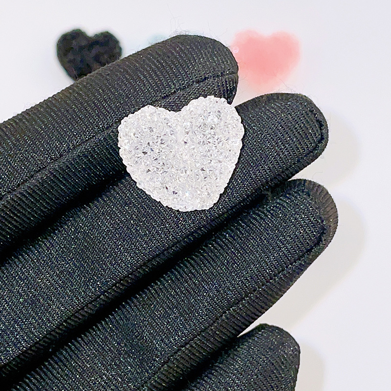 Candy Style Sugar Texture Heart & Round Beads, Straight Hole Beads for DIY Necklace Phone Chain Handmade Accessories