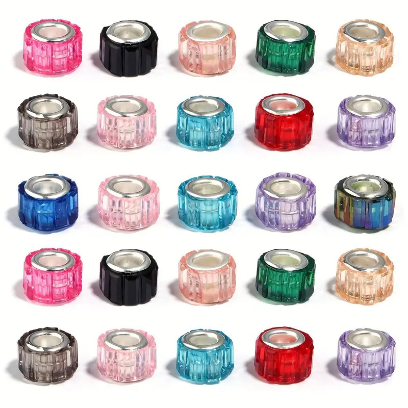 Vibrant High Transparent Cylindrical Large Hole Resin Beads, Round Spacer Beads for DIY Necklace Bracelet Jewelry Making