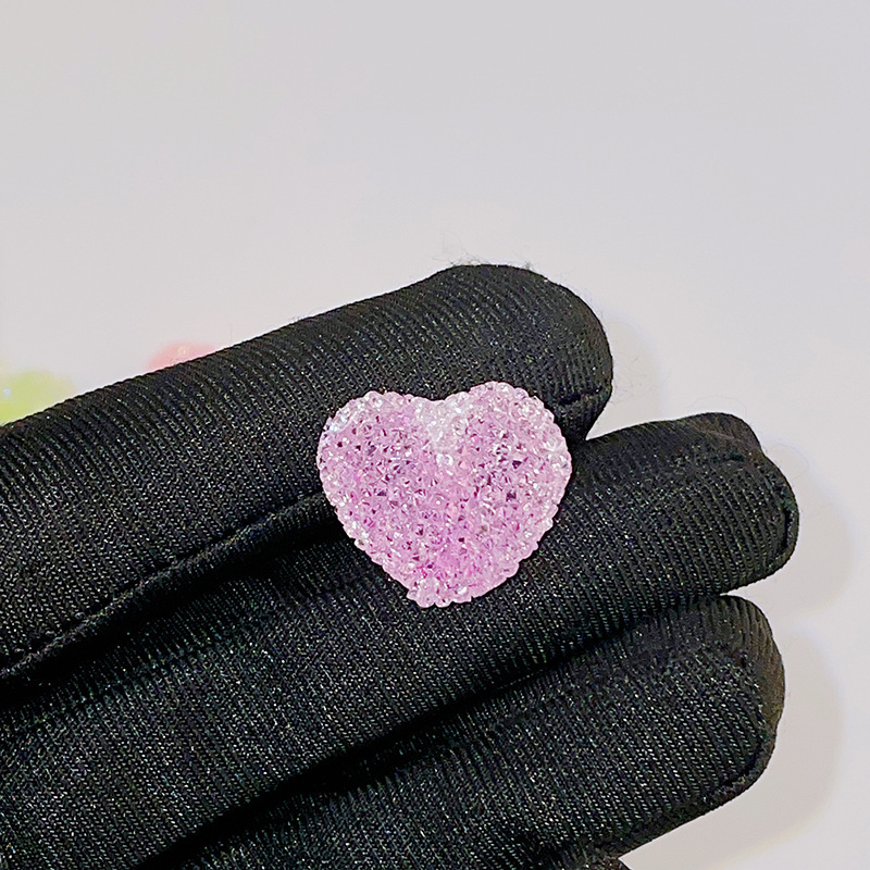 Candy Style Sugar Texture Heart & Round Beads, Straight Hole Beads for DIY Necklace Phone Chain Handmade Accessories