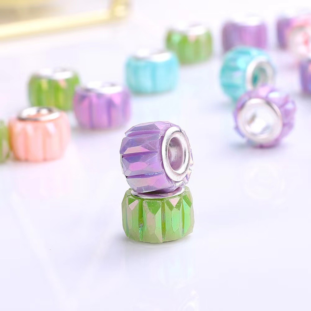 High Quality Resin Beads Imitation Glass & Jade Column Large Hole Beads, DIY Bracelet Mixed Set Loose Spacer Beads Jewelry Accessories Wholesale