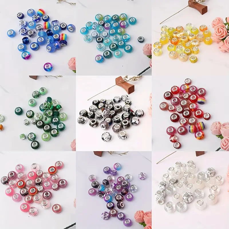 Black Series Pandora Style Large Hole Spacer Beads, DIY Magic Wand Beads for Handmade Bracelet Jewelry Making Supplies