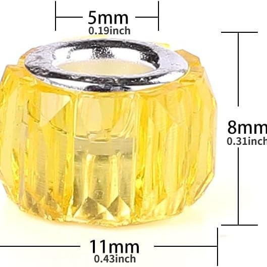 Vibrant High Transparent Cylindrical Large Hole Resin Beads, Round Spacer Beads for DIY Necklace Bracelet Jewelry Making
