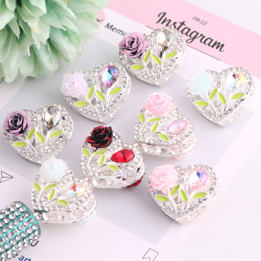 Double-sided Heavy-duty Alloy Heart Beads, INS Style Straight Hole Beads for DIY Phone Chain, Keychain & Bag Accessories
