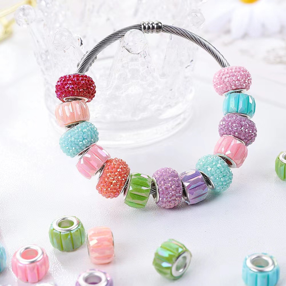 High Quality Resin Beads Imitation Glass & Jade Column Large Hole Beads, DIY Bracelet Mixed Set Loose Spacer Beads Jewelry Accessories Wholesale