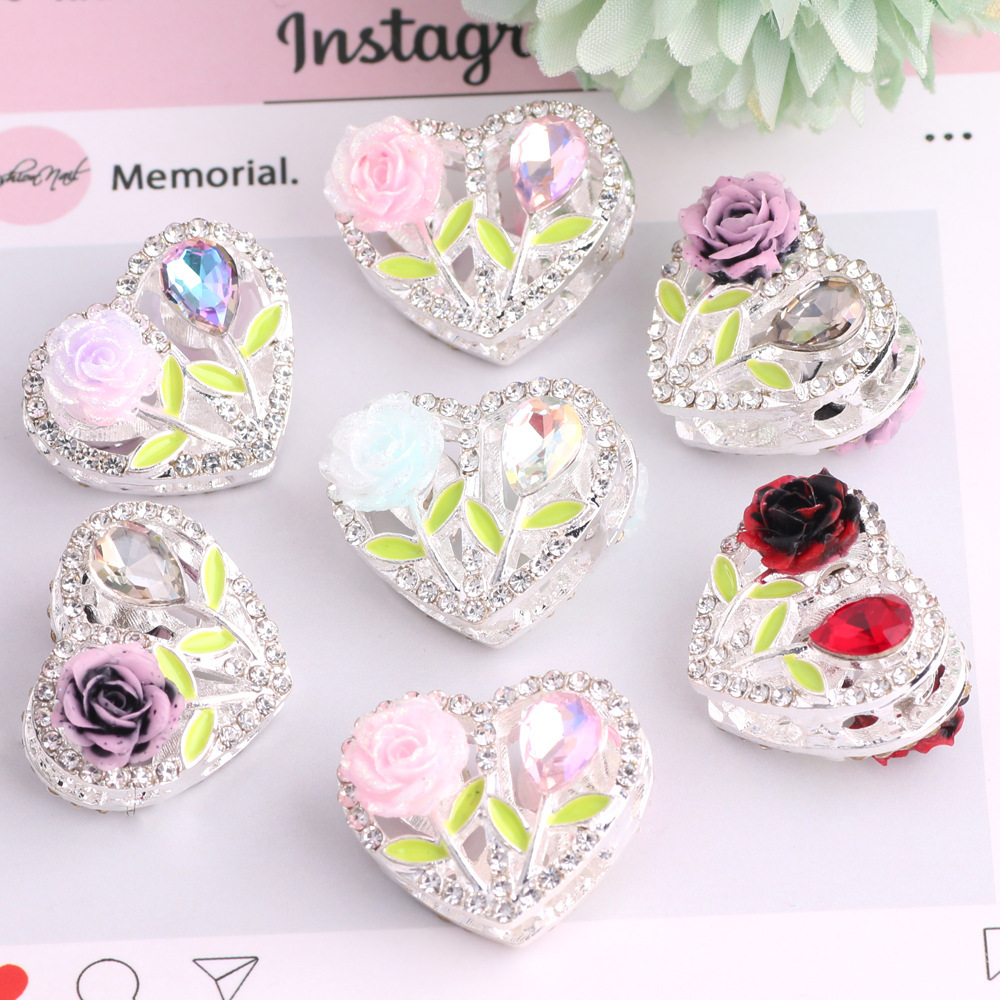 Double-sided Heavy-duty Alloy Heart Beads, INS Style Straight Hole Beads for DIY Phone Chain, Keychain & Bag Accessories