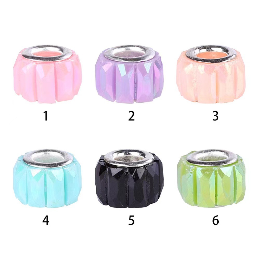 High Quality Resin Beads Imitation Glass & Jade Column Large Hole Beads, DIY Bracelet Mixed Set Loose Spacer Beads Jewelry Accessories Wholesale