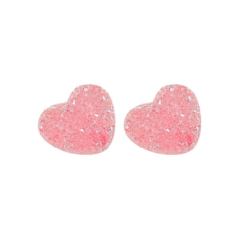 Candy Style Sugar Texture Heart & Round Beads, Straight Hole Beads for DIY Necklace Phone Chain Handmade Accessories