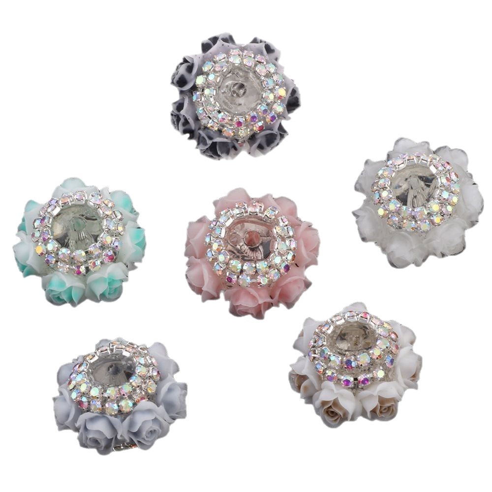 Rhinestone Inlaid Rose Bead Caps & Chain Beads, Through Hole Beads for DIY Pen, Phone Chain, Keychain & Bag Accessories
