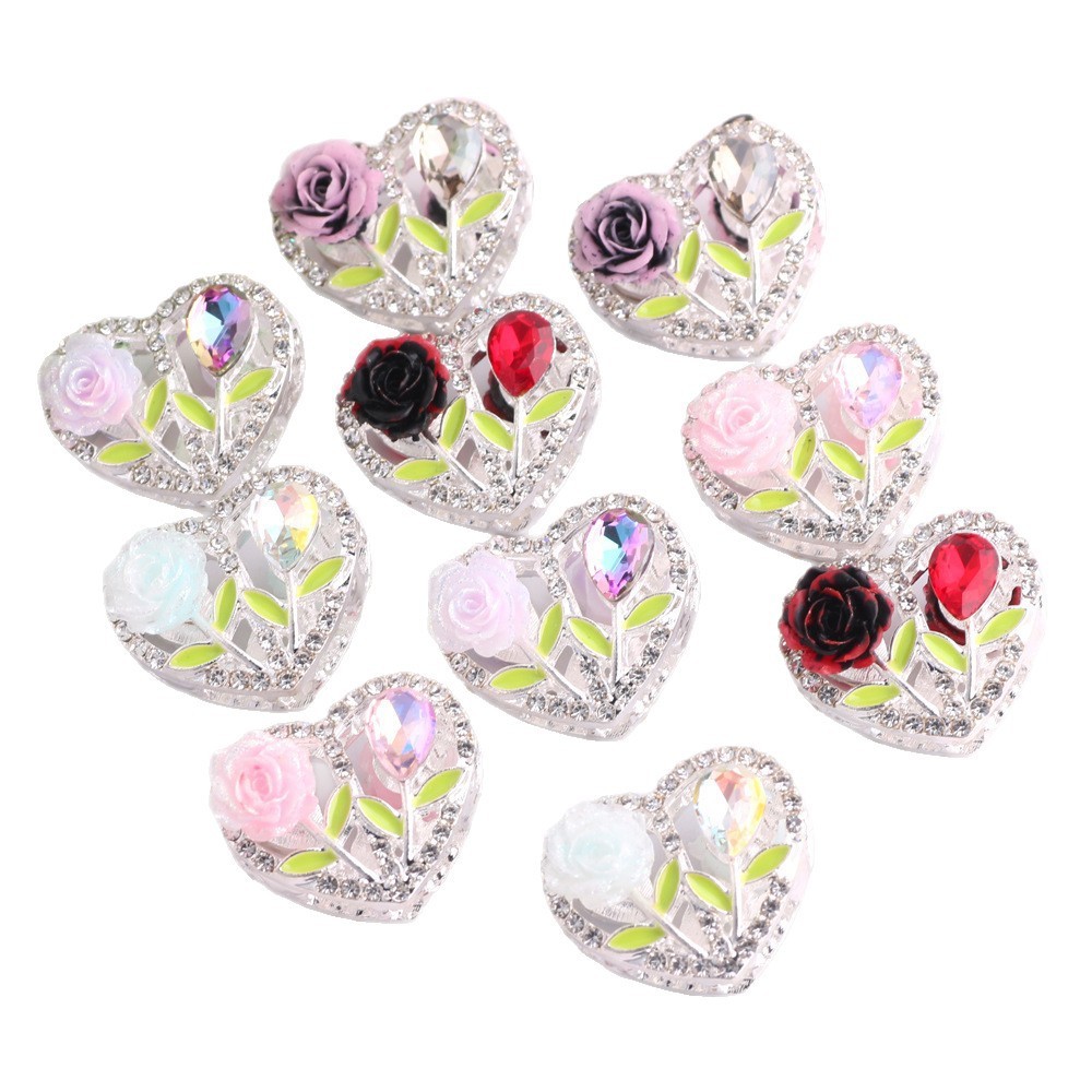 Double-sided Heavy-duty Alloy Heart Beads, INS Style Straight Hole Beads for DIY Phone Chain, Keychain & Bag Accessories