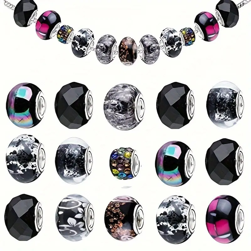 Black Series Pandora Style Large Hole Spacer Beads, DIY Magic Wand Beads for Handmade Bracelet Jewelry Making Supplies