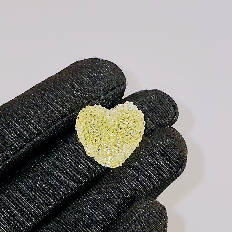 Candy Style Sugar Texture Heart & Round Beads, Straight Hole Beads for DIY Necklace Phone Chain Handmade Accessories