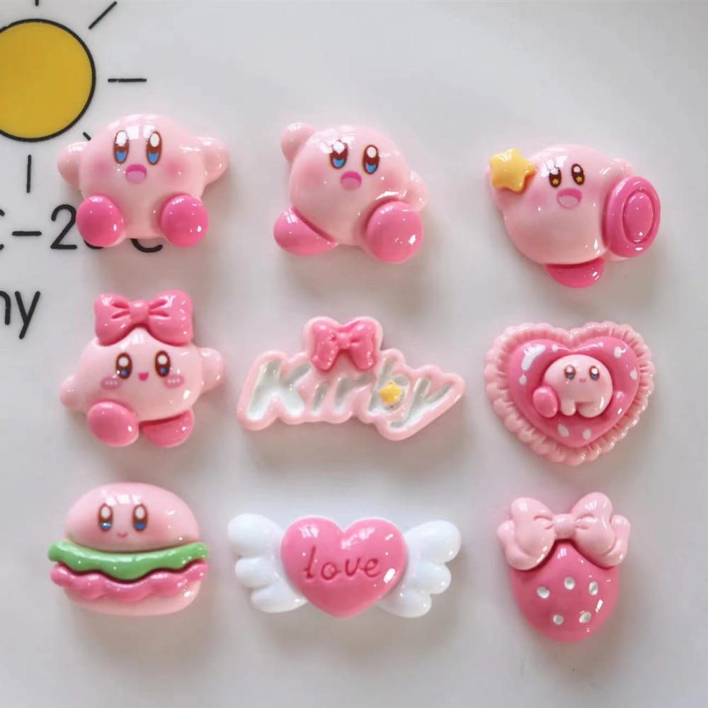 Wholesale Kirby Resin Craft Set, Cartoon DIY Supplies for Phone Case, Hair Clip and Water Cup Decoration