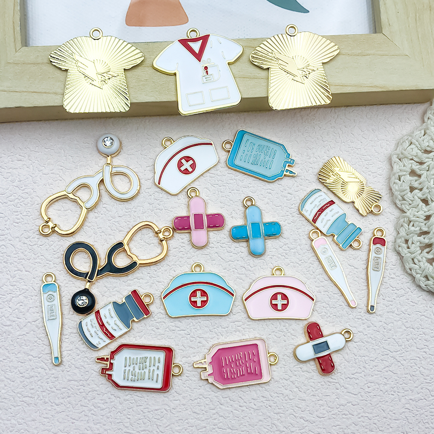Assorted Patterns Enamel Alloy Pendants Bulk DIY Jewelry Making Charms