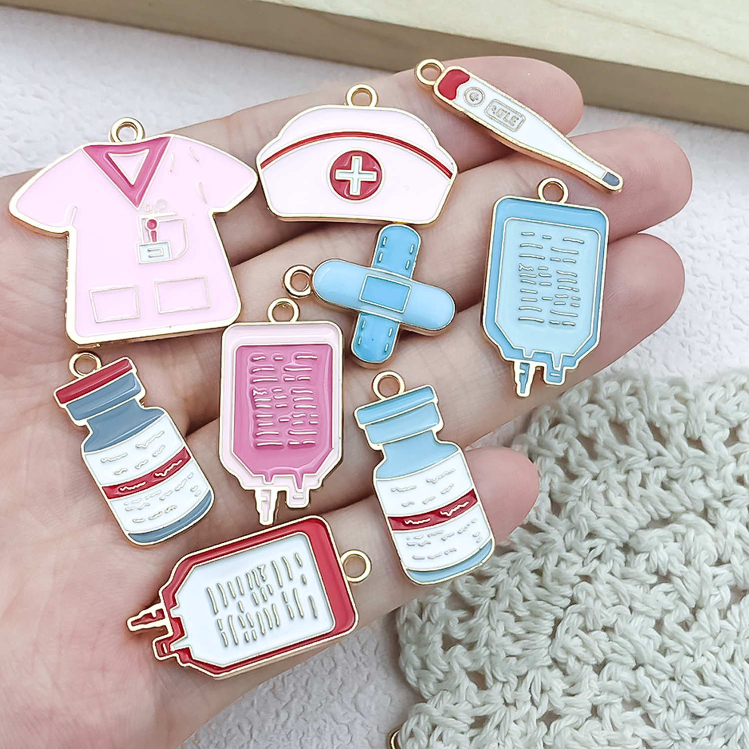 Assorted Patterns Enamel Alloy Pendants Bulk DIY Jewelry Making Charms