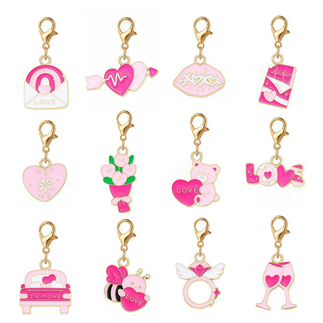 Wholesale DIY Hanging Charms Keychains, Bulk Handmade Key Ring Craft Supplies