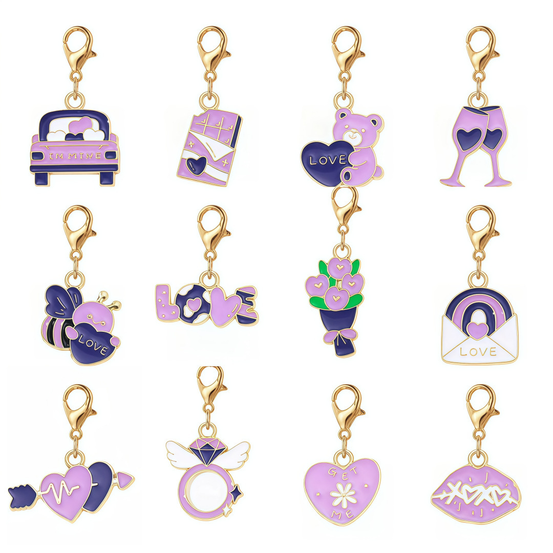 Wholesale DIY Hanging Charms Keychains, Bulk Handmade Key Ring Craft Supplies