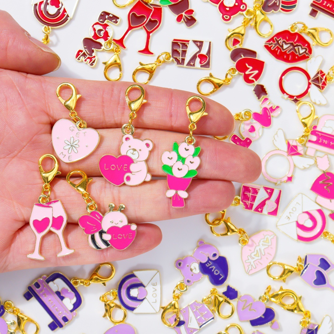 Wholesale DIY Hanging Charms Keychains, Bulk Handmade Key Ring Craft Supplies