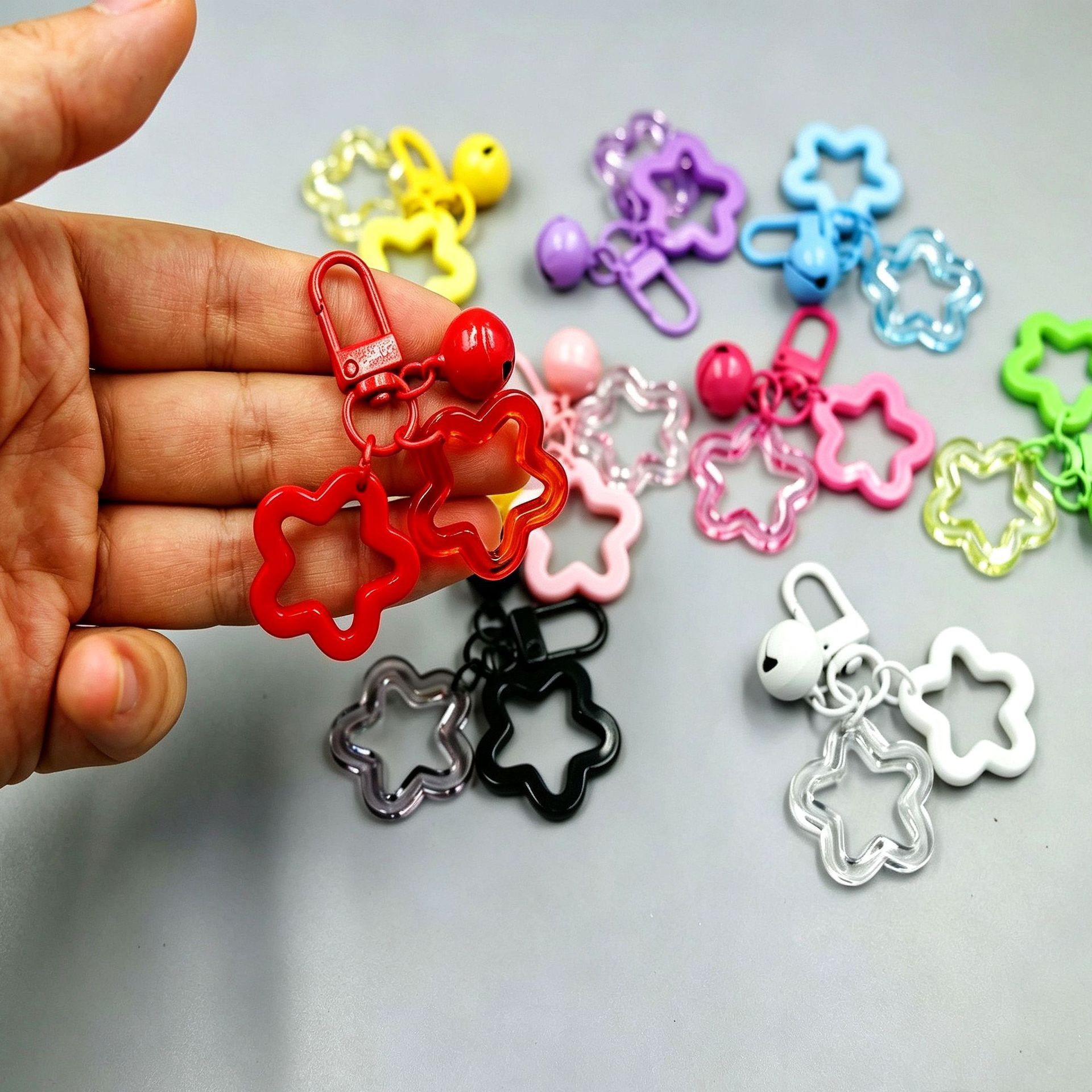 Colorful Acrylic Star Bell Charms Bulk Wholesale DIY Keychain Accessories