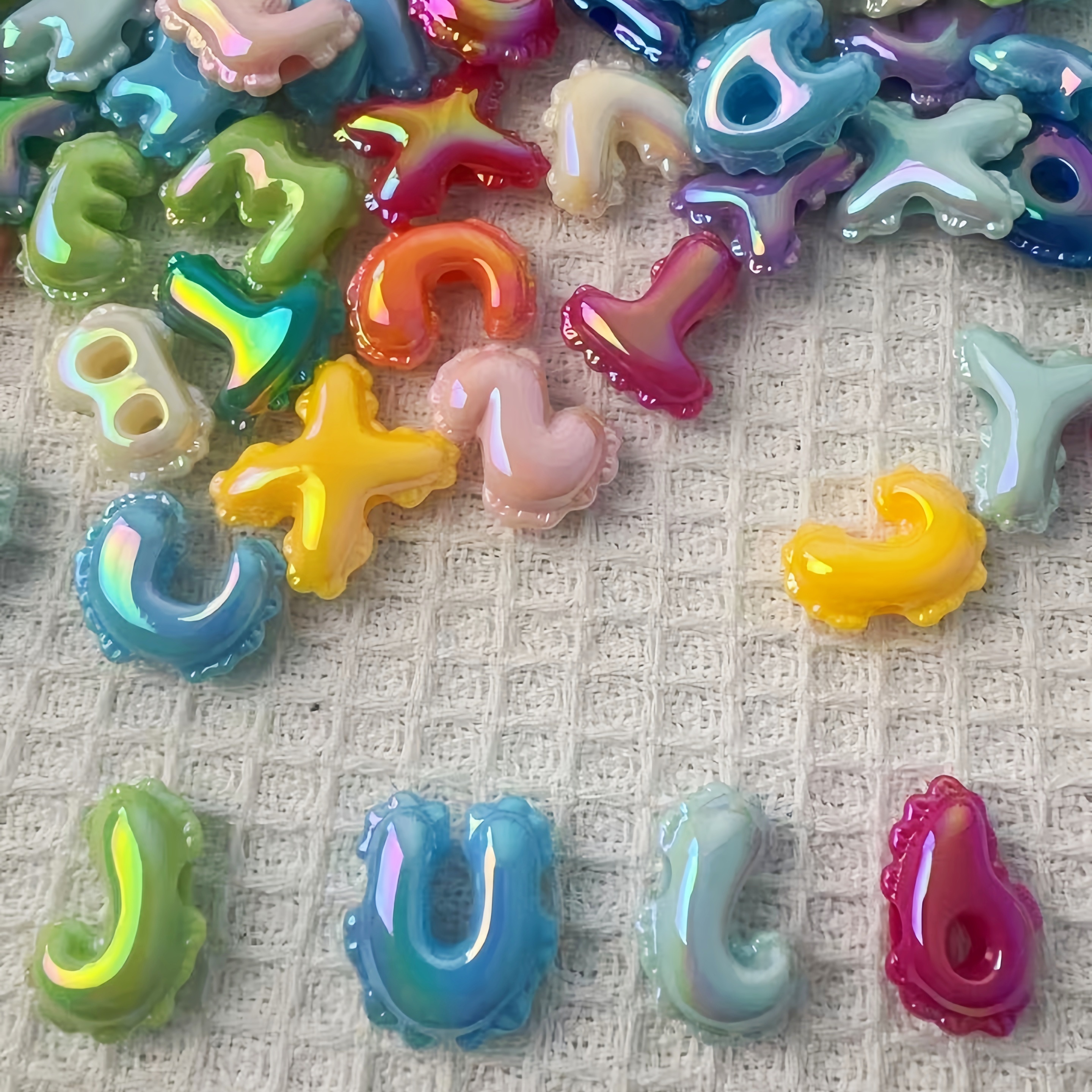 25mm UV Enamel Candy Color Alphabet Beads Large Hole DIY Snake Chain Accessories