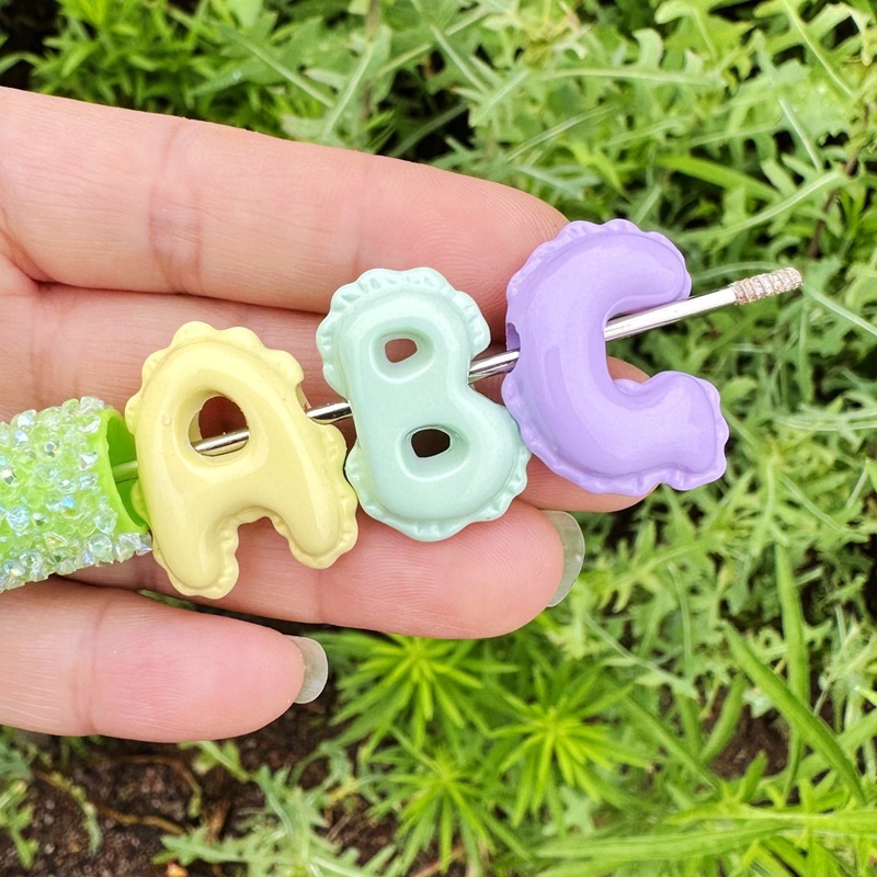 25mm Enamel Candy Color Alphabet Beads Large Hole DIY Snake Chain Accessories