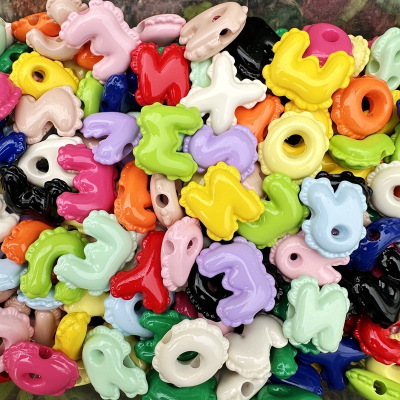25mm Enamel Candy Color Alphabet Beads Large Hole DIY Snake Chain Accessories