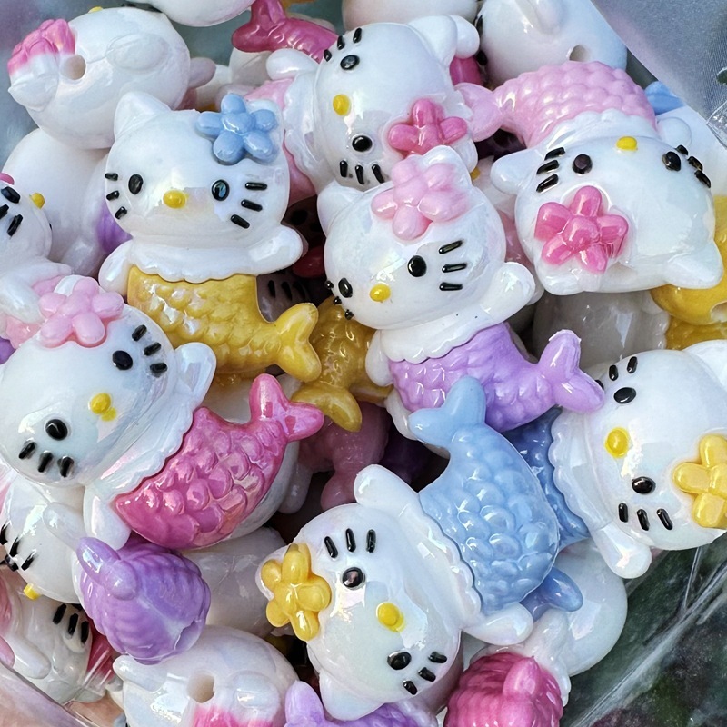 Wholesale Versatile Vertical Hole Cartoon Resin Beads Bulk Cross-Border Independent Store Craft Stock