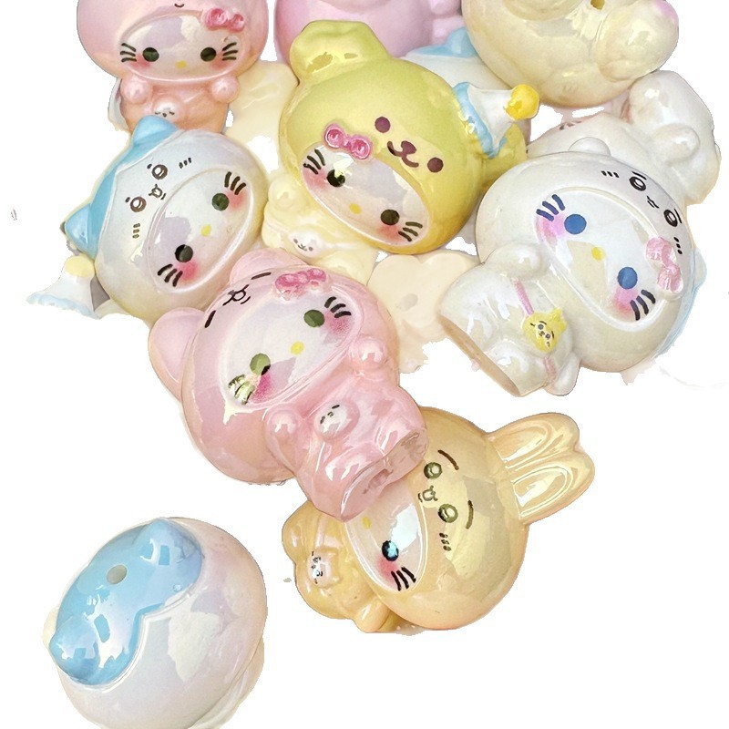 Bulk Mixed Vertical Hole Cartoon Resin Beads Wholesale Craft Shop DIY Jewelry Making Inventory