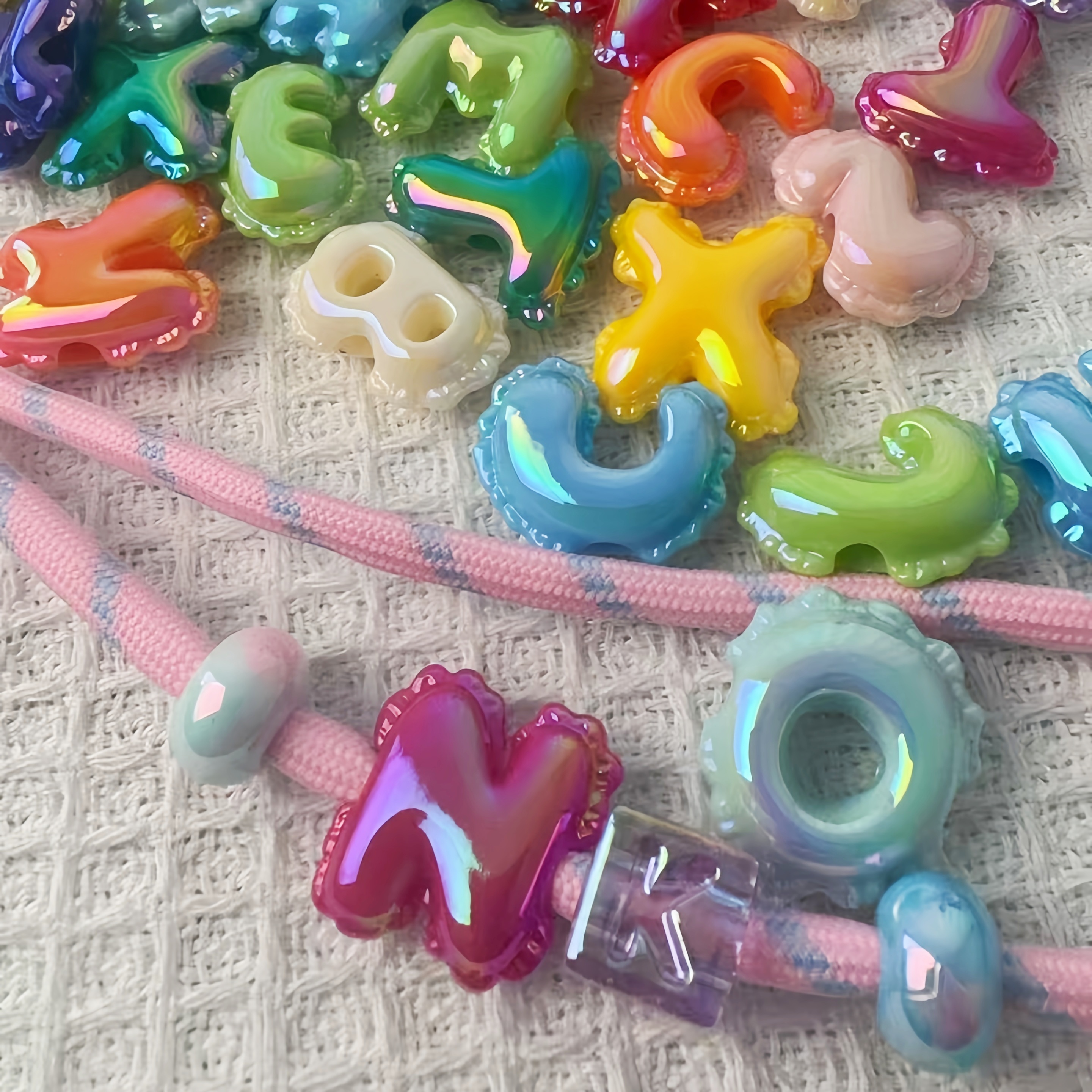 25mm UV Enamel Candy Color Alphabet Beads Large Hole DIY Snake Chain Accessories