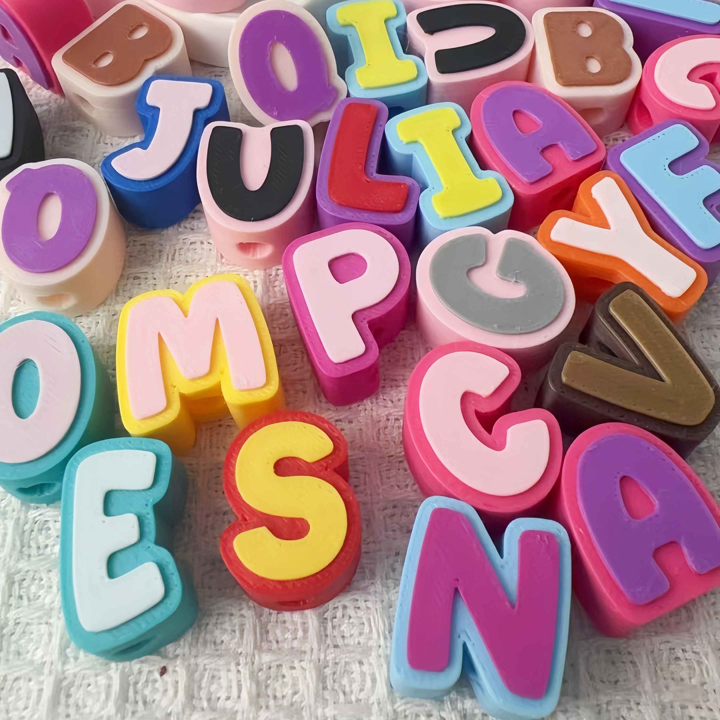 3D Printing Colorful Alphabet Beads Large Hole DIY Chains accessories