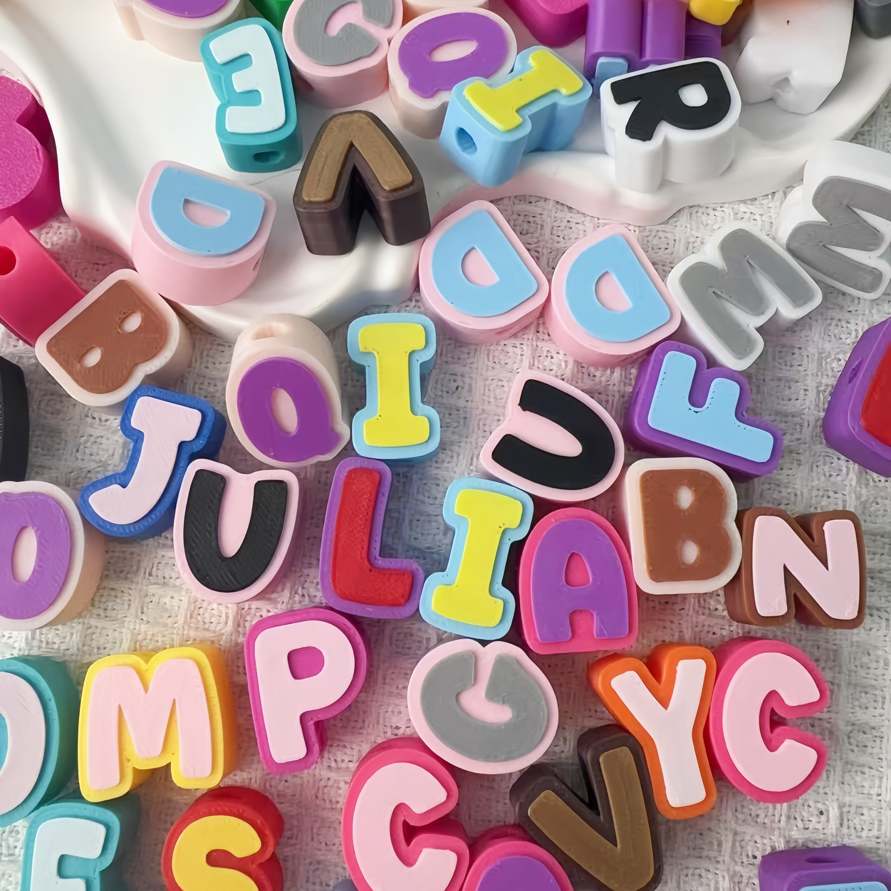 3D Printing Colorful Alphabet Beads Large Hole DIY Chains accessories