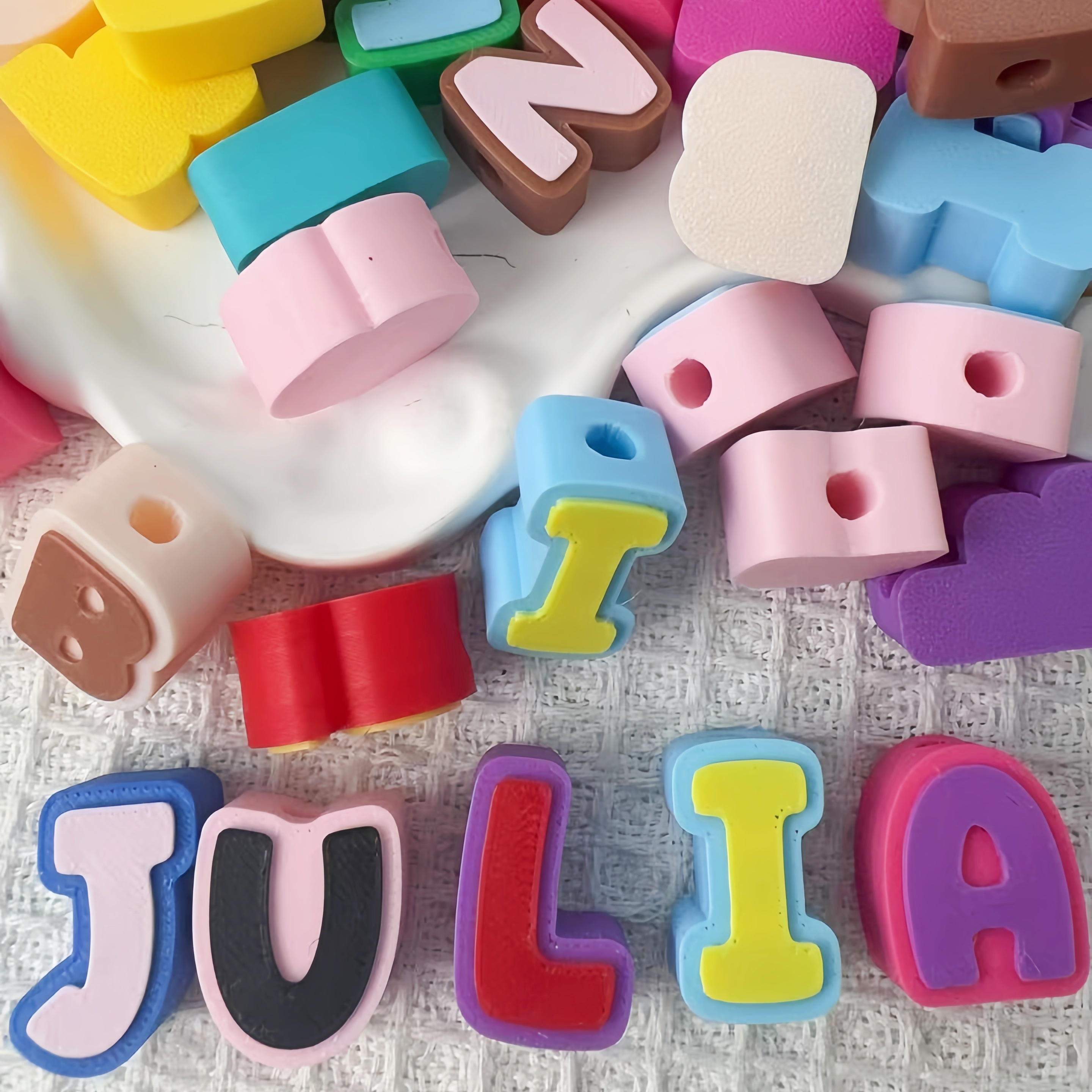 3D Printing Colorful Alphabet Beads Large Hole DIY Chains accessories