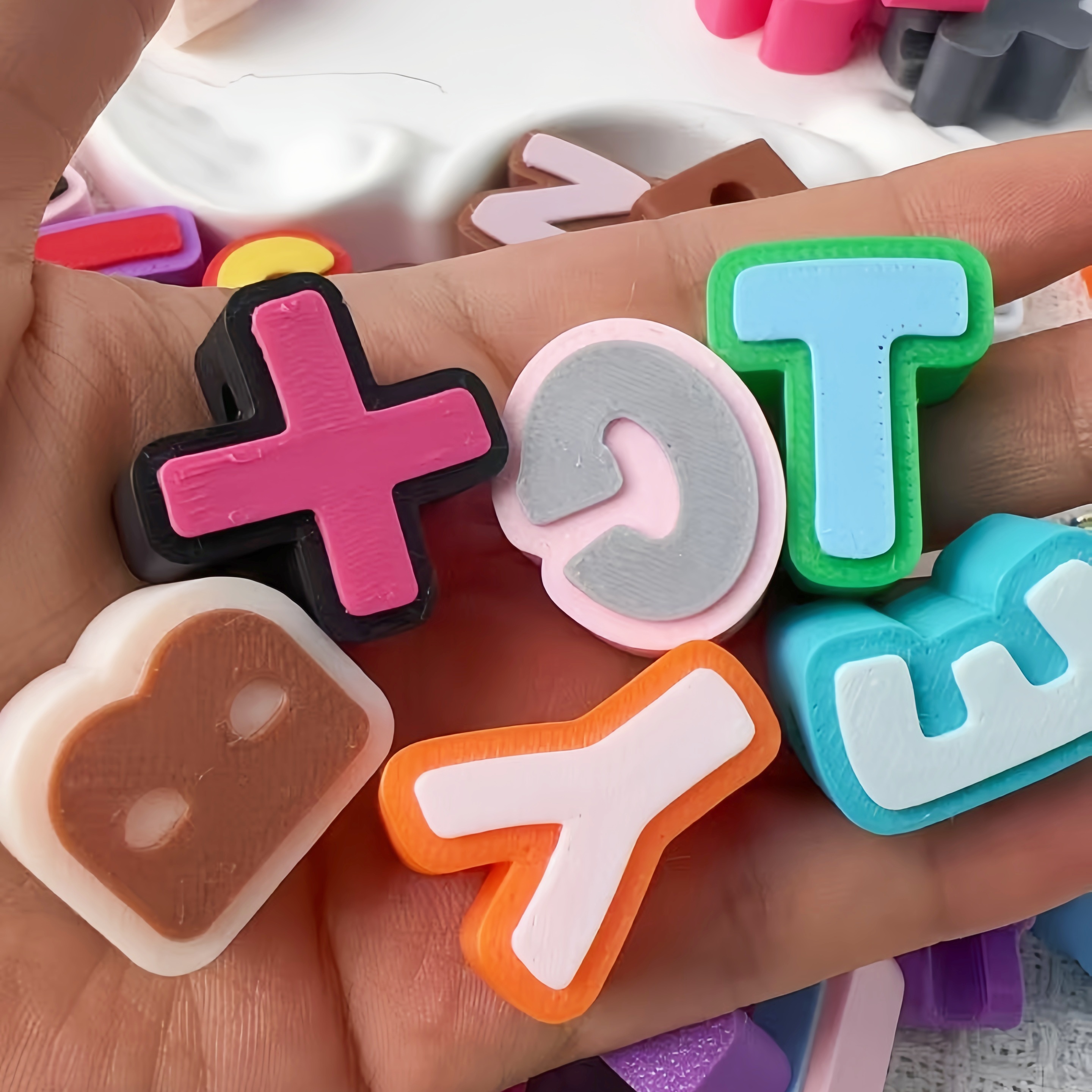 3D Printing Colorful Alphabet Beads Large Hole DIY Chains accessories