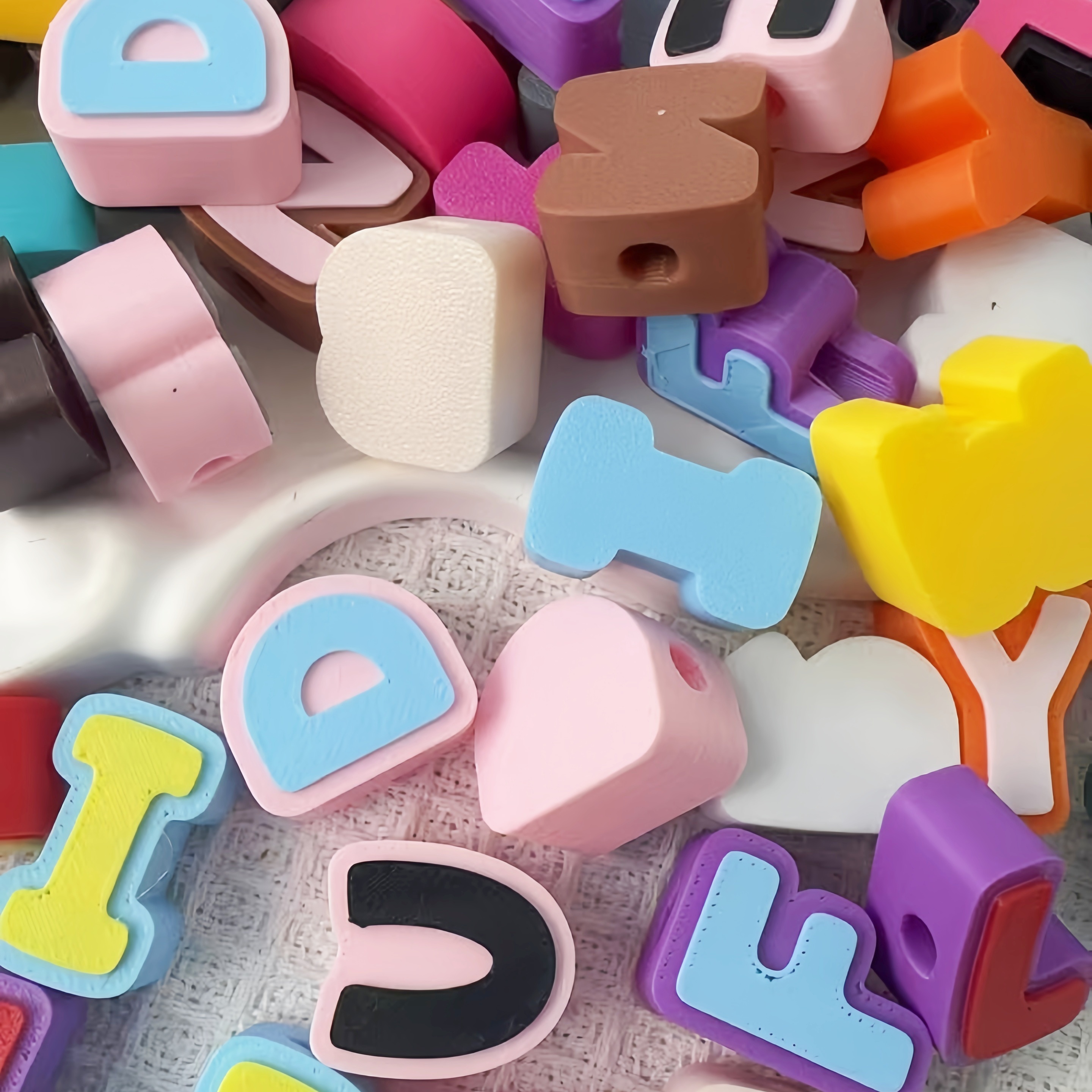 3D Printing Colorful Alphabet Beads Large Hole DIY Chains accessories