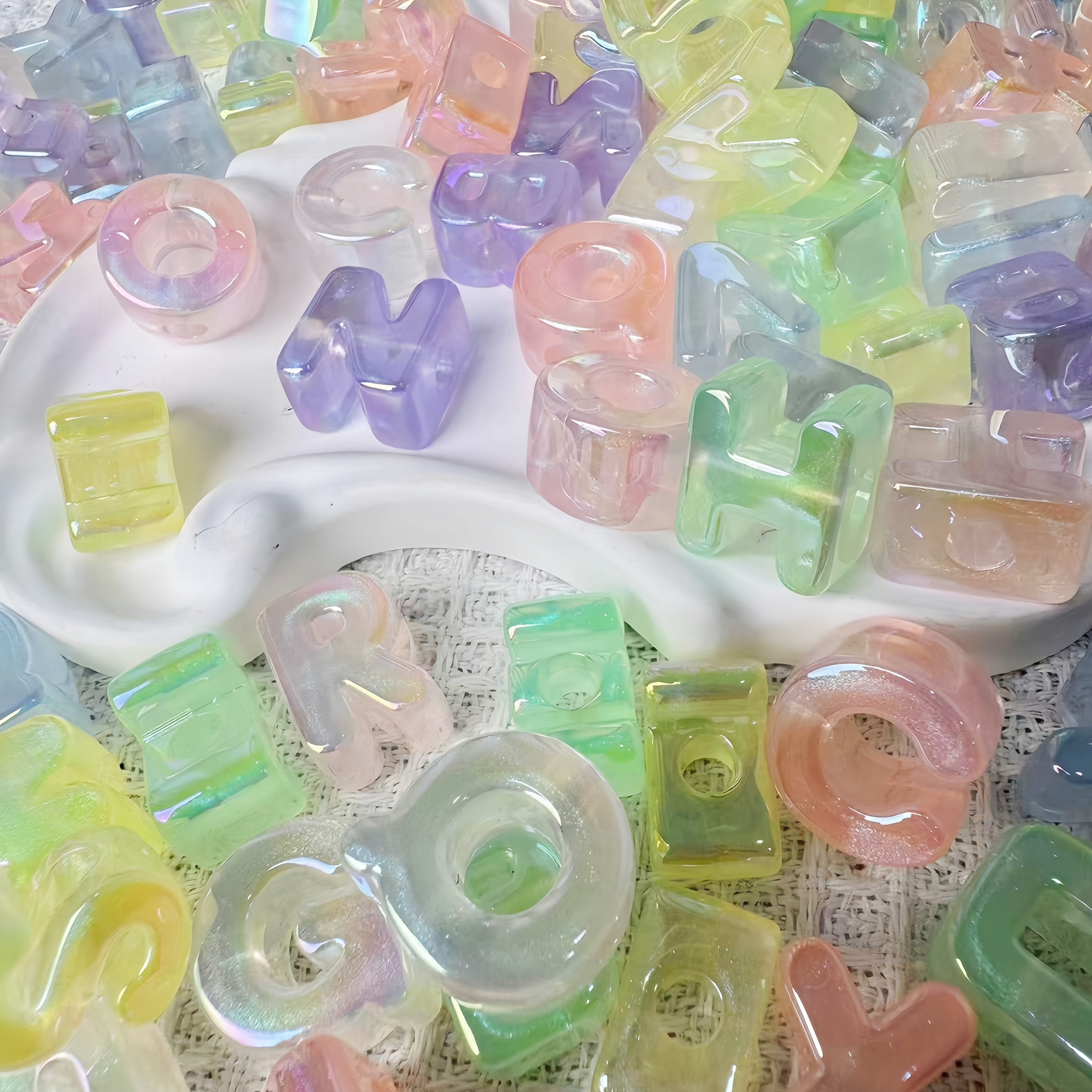 Wholesale Glow In Dark Plastic Alphabet Beads, Luminous Letter Beads for DIY Handmade Jewelry