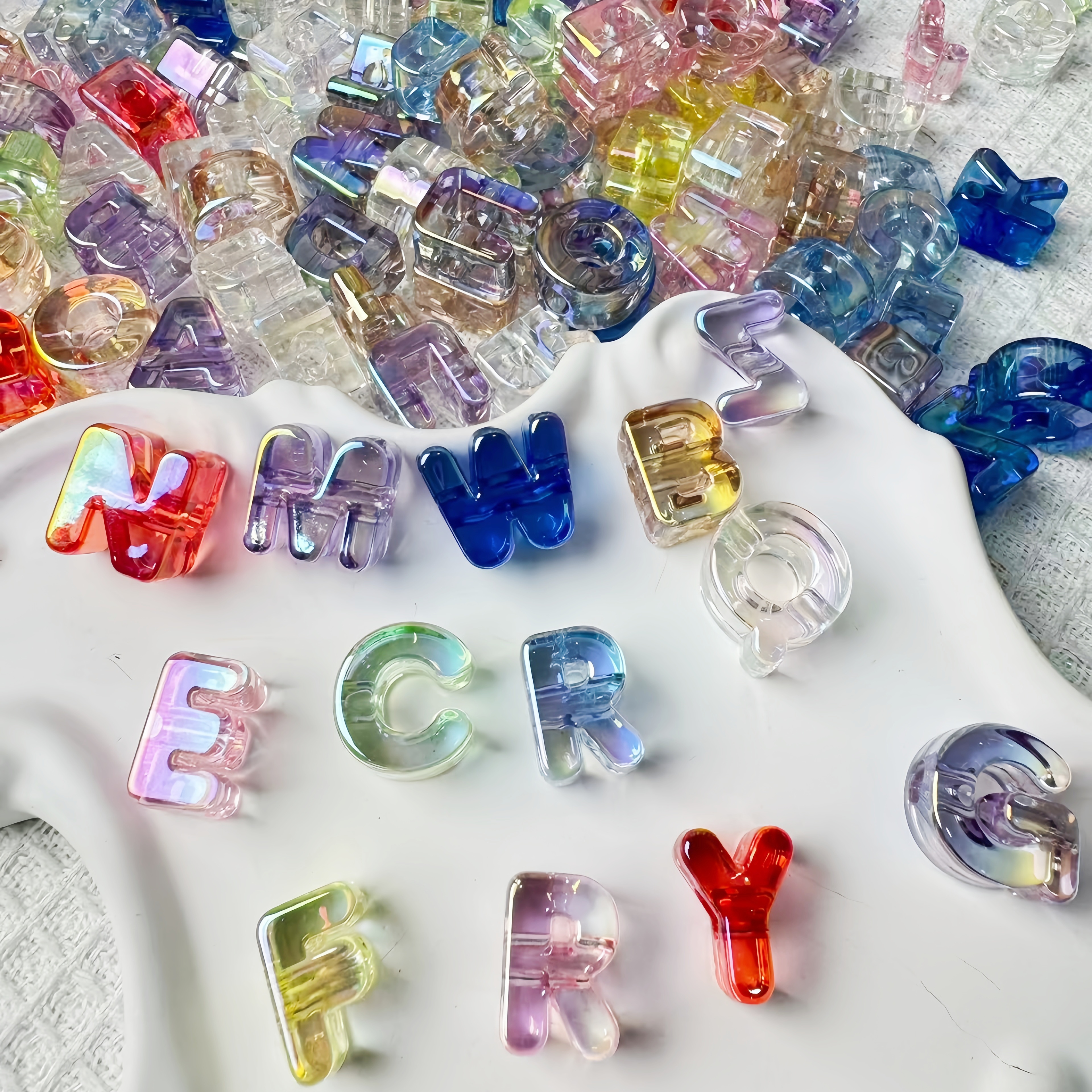 Wholesale Mini Plastic Alphabet Beads Bulk Tiny Letter Charms for Dainty DIY Bracelet Designs