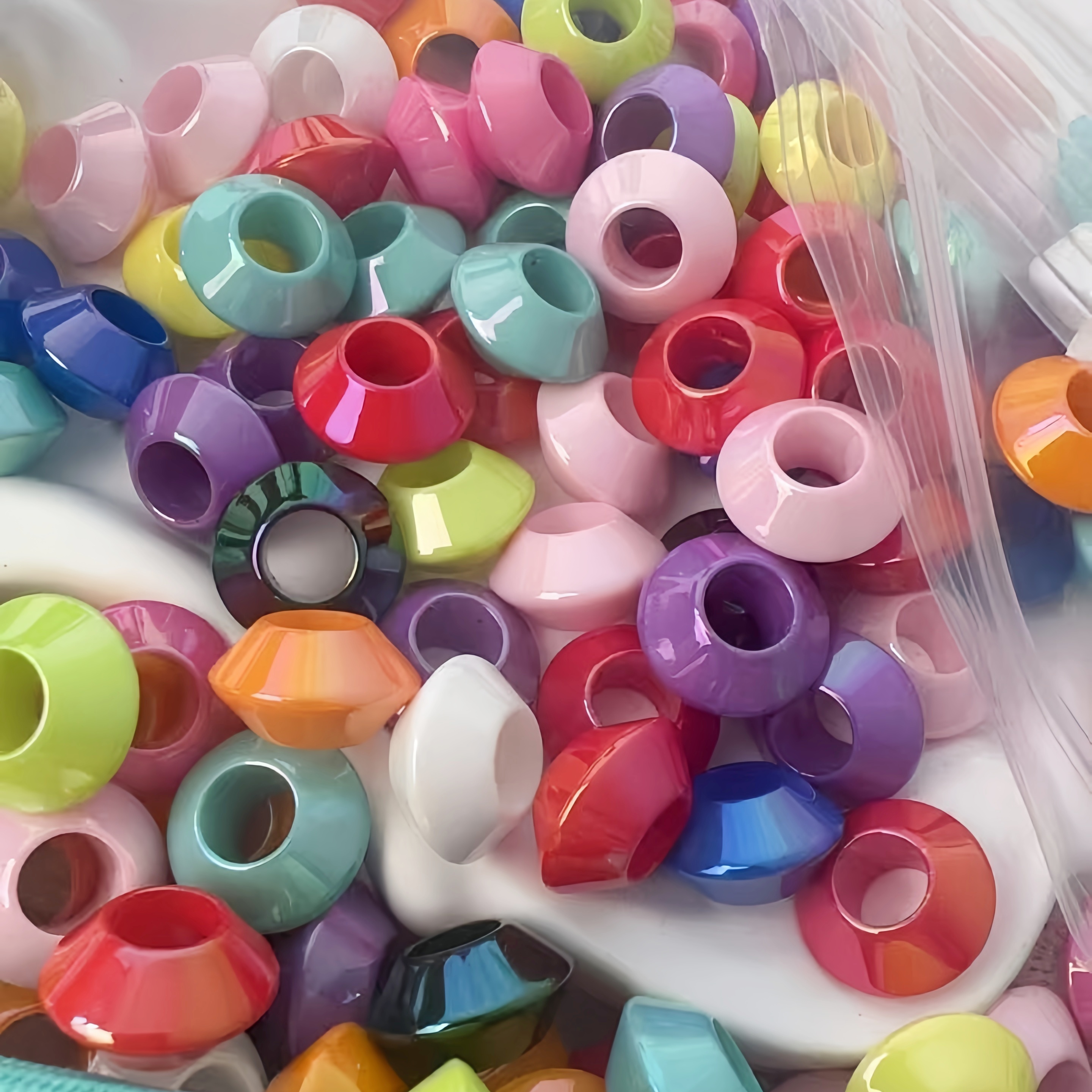 Multi-Purpose Plastic Round Spacer Beads Bulk Lightweight DIY Stringing Craft Accessories