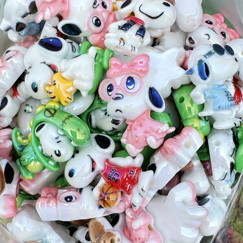 Wholesale Daily Wear Cartoon Full Hole Resin Beads Bulk DIY Handmade Bag Hanging & Phone Chain Parts