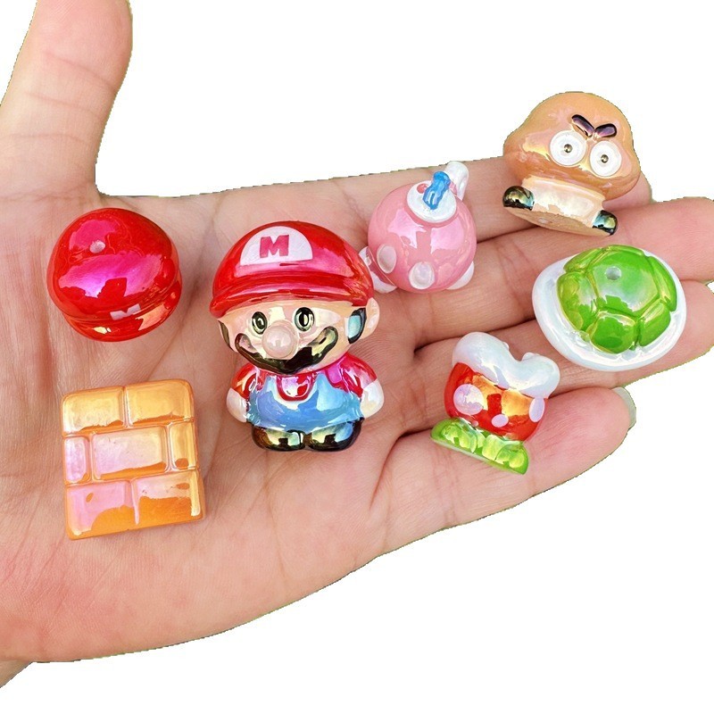 Bulk Bright Vivid Vertical Hole Cartoon Resin Beads Wholesale Bling DIY Beaded Pen Phone Chain Beads