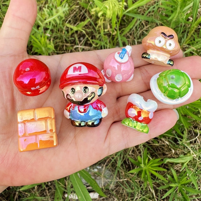 Bulk Bright Vivid Vertical Hole Cartoon Resin Beads Wholesale Bling DIY Beaded Pen Phone Chain Beads