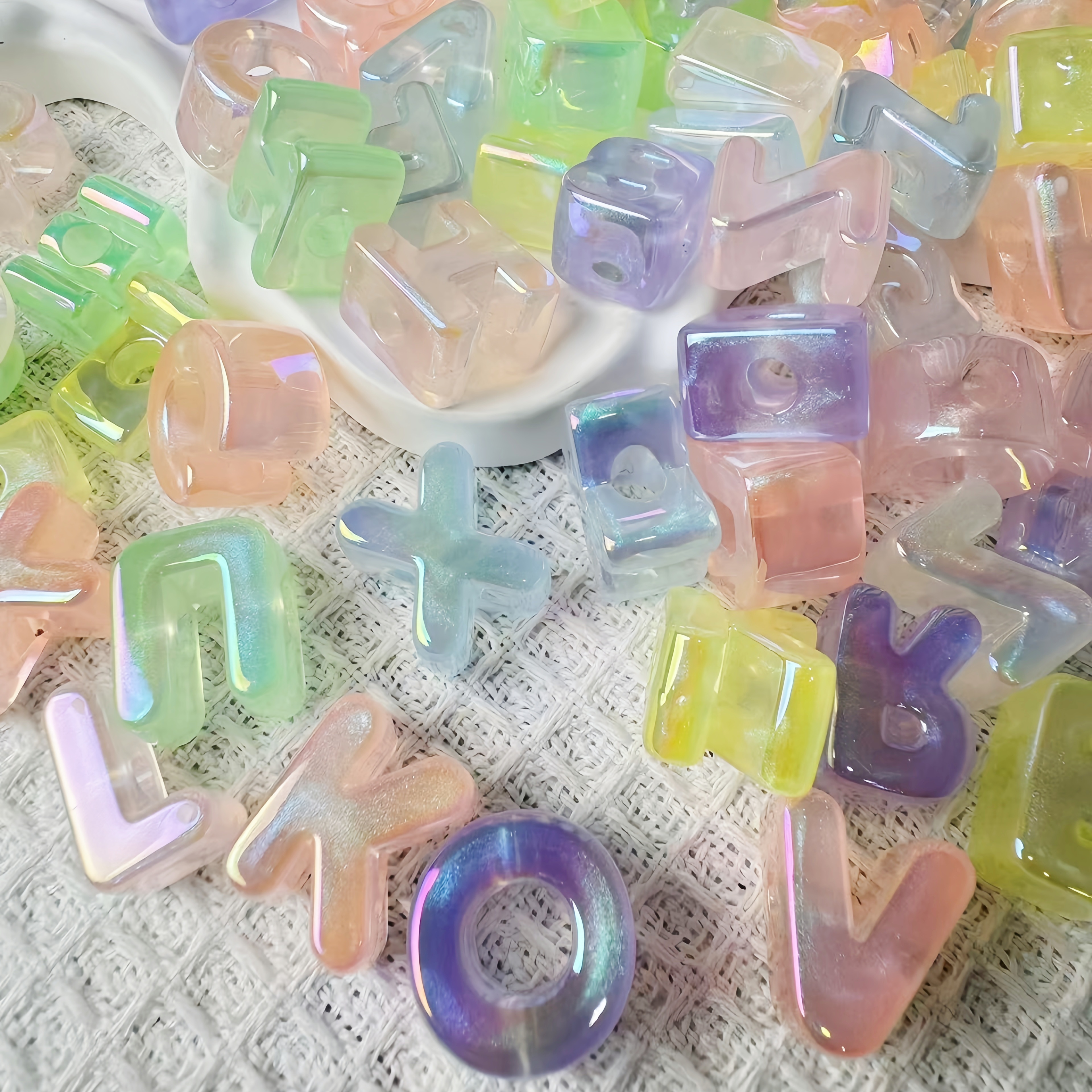Wholesale Glow In Dark Plastic Alphabet Beads, Luminous Letter Beads for DIY Handmade Jewelry