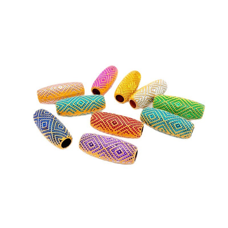 Matte Finish Big Hole Loose Beads Bulk Vintage Wide Hole Spacers for Retro DIY Accessories